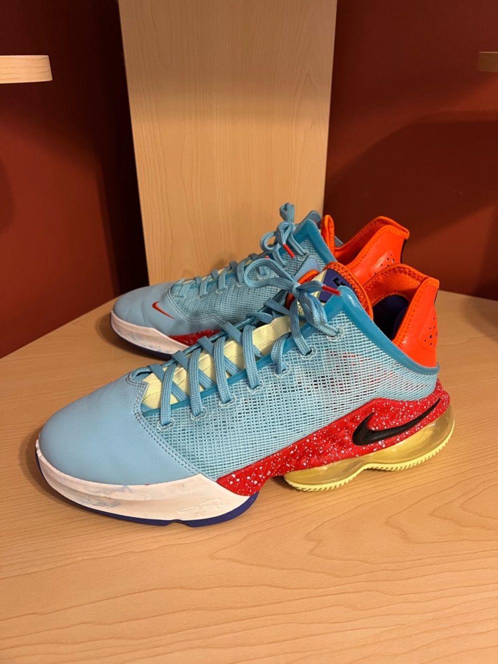 Nike Light Blue & Orange Multicolor Basketball Shoes LeBron